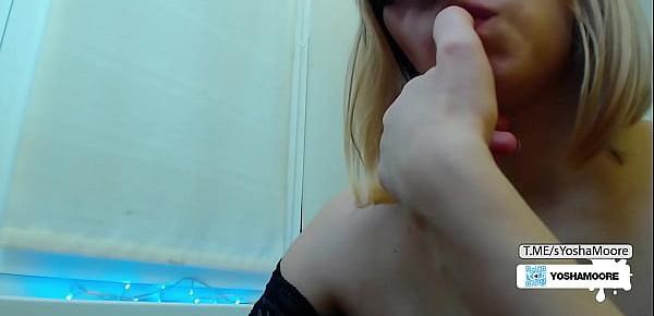  Stepdaughter watches porn and licks finger and plays with tits stepfather filmed on laptop camera